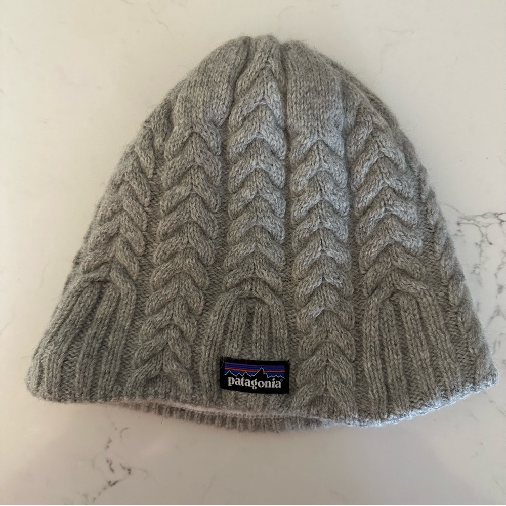 PATAGONIA GREY WOOL BLEND FLEECE LINED BEANIE